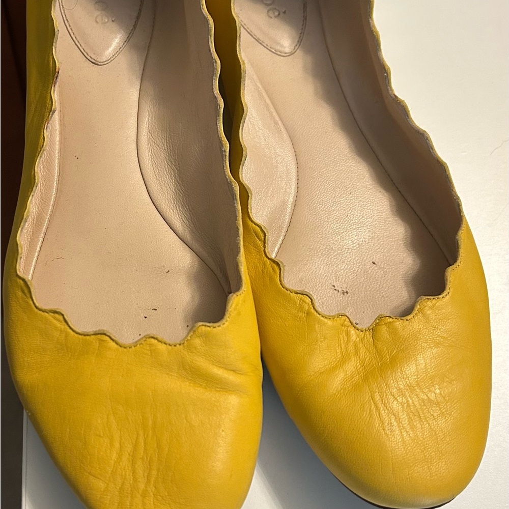 Chloe Mustard Scalloped Flats
